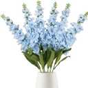 IPOPU 6pcs Delphinium Artificial Flowers 36.22in Silk Flowers Snapdragon Flowers Hyacinth Artificial Flowers Long Stem Flowers for Wedding Home Floral Centerpieces Decor(Light Blue)