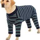 Kuoser Dog Surgery Suit Female Spay, Soft Dog Pajamas, Long Sleeve Puppy Recovery Suit, Pet Clothes Onesie for Surgery, Doggie Neuter Spay Bodysuit Apparel with Zipper, E-Collar & Cone Alternative XXL