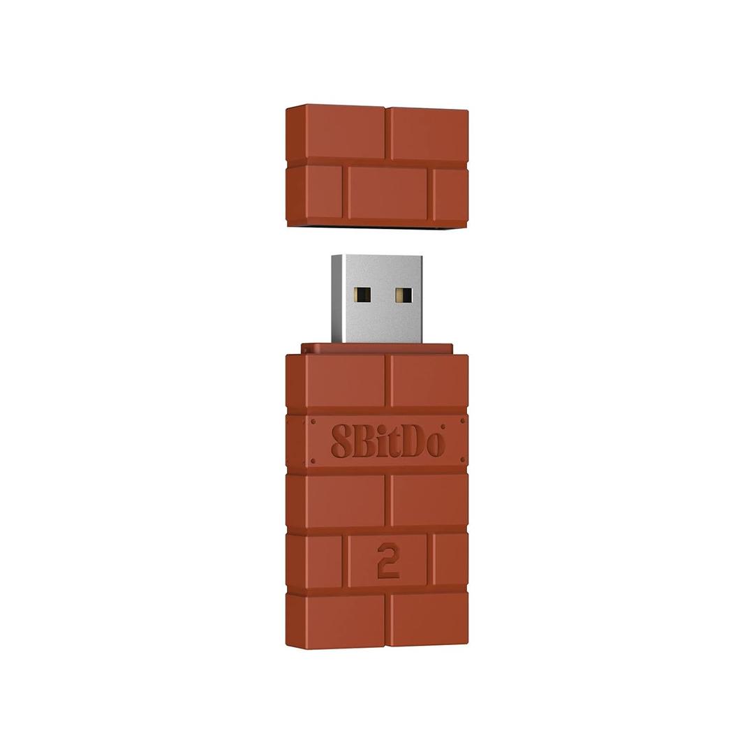 8BitDo Wireless USB Adapter 2 for Switch/Switch 2, Windows PC, Mac & Raspberry Pi, Compatible with Xbox Series X & S Controller, Xbox One Bluetooth Controller, Switch Pro and PS5 Controller (Brown)