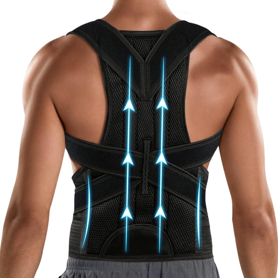 PAZAPO Posture Corrector for Men&Women - Back Brace for Lumbar Support and Upright - Breathable Back Straightener Back 2X-Large(42-48 Inches)