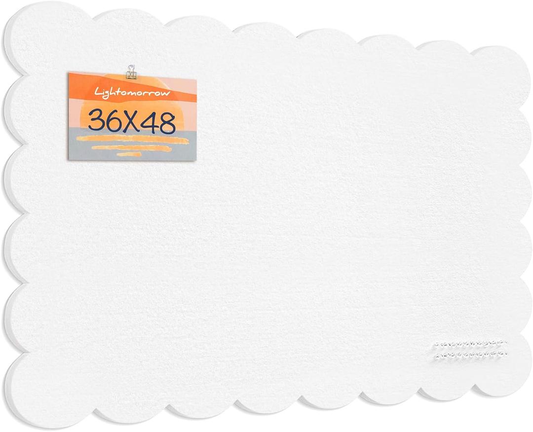 Scalloped Bulletin Board 48x36 inches, Decorative Felt Pin Board for Wall