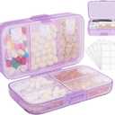 FYY Weekly Pill Organizer with Labels,8 Compartments Travel Daily Pill Case Airtight Moistureproof Large Pill Box to Hold Vitamins, Fish Oil, Supplements,Cotton Swab and Bandages-Purple
