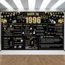 30th Decorative Cloth for Women or Men, Birthday Banner With Holes, Built-in White Ribbon 1996 30th Year for Her Him Old Happy Birthday Banner, OutdoorIndoor Bday Background Decor