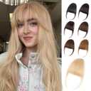 Clip in Bangs, 100% Real Human Hair Ash Blonde Fake Bangs Hairpieces for Women Fringe with Temples Wispy Bangs Clip In Hair Extensions for Daily Wear