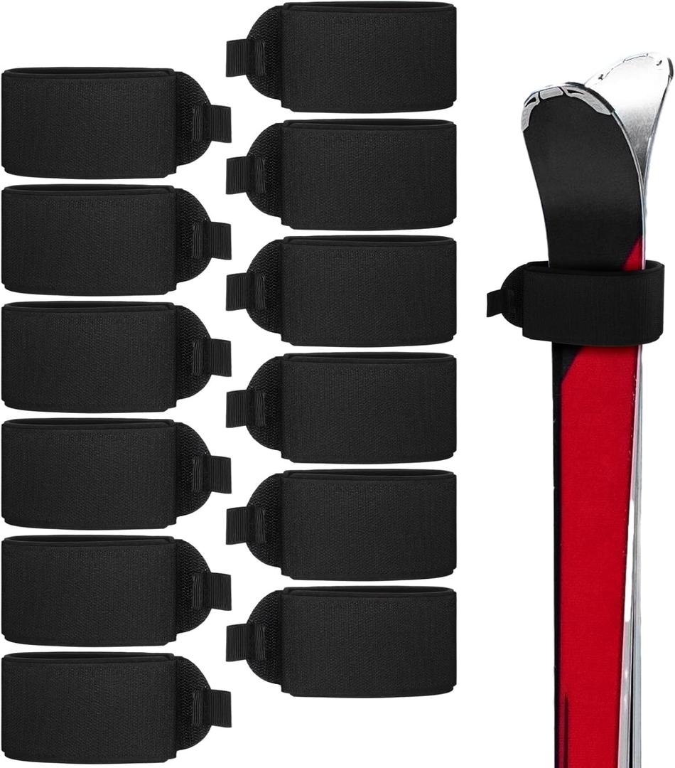 12 Pack Winter Ski Straps Fastener for Carring Adjustable Ski Wraps Tie Snow Strap Fastener Tape Gear Accessories for Sport Men Women