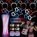 LUKBERA 212pcs Glow Sticks Bulk Party Supplies for Kids and Adults, Glow in the Dark Eyeglasses Bracelets Headbands Red White Blue Glow Sticks for Wedding Birthday Halloween 4th of July Party