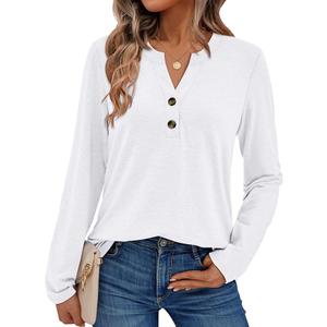 Women's Long Sleeve Shirts 2026 Spring Fashion Dressy Casual Tops Trendy Henley Blouses Cute Work Outfits Clothes Size S