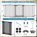 Mumeasy 80" Extra Wide Baby Gate for Doorways, Stairs & Fireplace, Auto Close Dog & Pet Gate with Walk Thru Door, 3 Metal Panels, Hardware Mounted Child Safety Fence for House, Indoor/Outdoor, Black