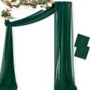 MLMC Emerald Green Wedding Arch Draping Fabric 2 Panels 29" x 20 FT Extra Long Gauze Drapes Sheer Backdrop Curtains 6.6 Yards Outdoor Drapery Panels for Wedding Ceremony Party Ceiling Decoration