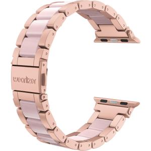 Wearlizer Compatible with Apple Watch Bands 42/44/45/46/49mm Mens Womens Wristband for iWatch SE Strap Stainless Steel Pink Resin Stylish for iWatch Series 11 10 9 8 7 6 5 4 3 SE/Ultra 3 2 1