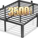 NKZ 20 Inch Metal Platform Bed Frame, Queen Size Bed Frame with Round Corner Legs, 3,500 lbs Heavy Duty Steel Slats Support, No Box Spring Needed, Easy Assembly, Noise Free