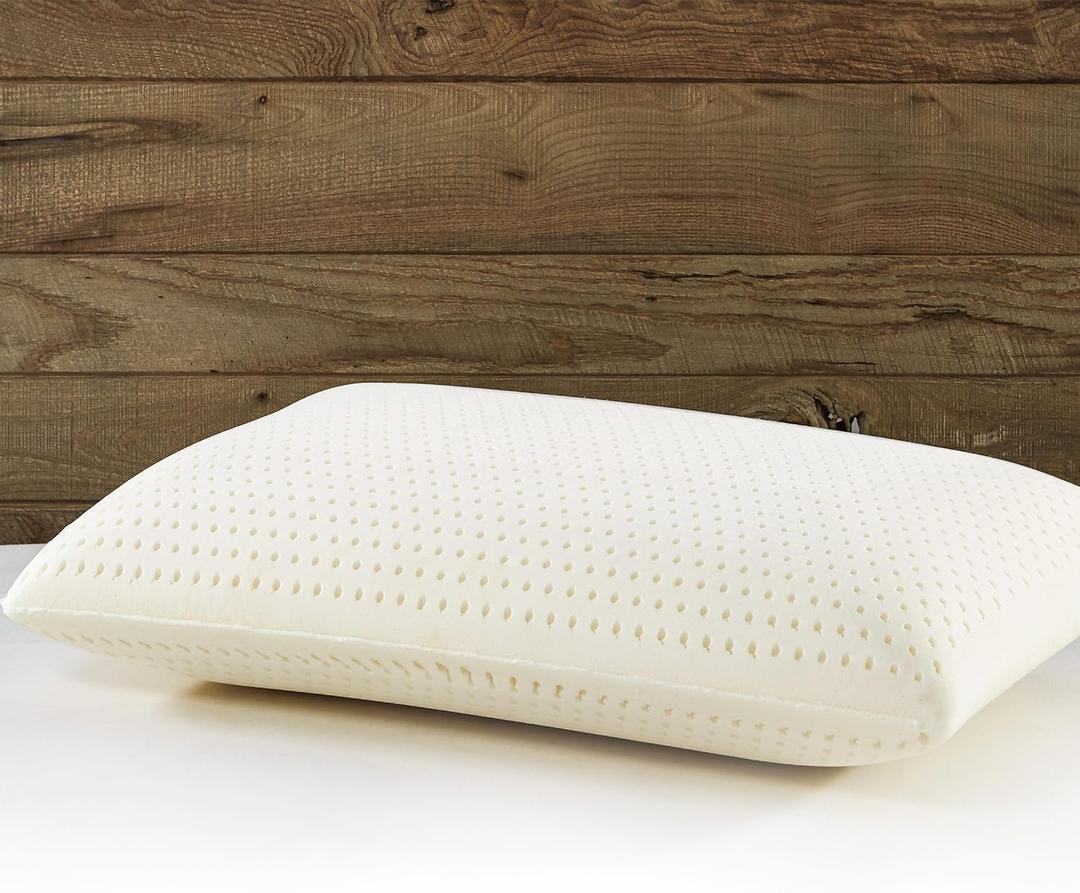 I AM Natural Talalay Latex Medium Support Bed Pillow for Sleeping, Removable and Breathable 100% Cotton Cover, King, White