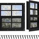 Shed Windows 2 Pack, Chicken Coop Windows 36" x 36" with Tempered Glass and Fiberglass Screen, Flush Mounted Small Window for Shed, Barns, Playhouse, Household, Garage (Black)