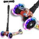 Scooters for Kids 3 Wheel Kick Scooter for Toddlers Girls & Boys, 4 Adjustable Height, Lean to Steer, Extra-Wide Deck, Light Up Wheels for Children from 3 to 14 Years Old (Pop)