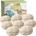 Chunky Chenille Yarn for Hand Knitting 8 Jumbo Pack Chunky Yarn for Hand Soft Blanket Knitting, Bulky Thick Fluffy Yarn for Crocheting (Light Khaki)