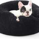 Bedsure Calming Dog Bed for Small Dogs - Donut Washable Small Pet Bed, 23 inches Anti-Slip Round Fluffy Plush Faux Fur Large Cat Bed, Fits up to 25 lbs Pets, Black
