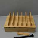 Prosumer's Choice Wooden Charging Station Organizer - 5-Port Base for Phones, Tablets and Laptops - Multi-Device Docking Station with Removable Divider Slots - Cord Box with Cable Management - Bamboo (Natural Bamboo)