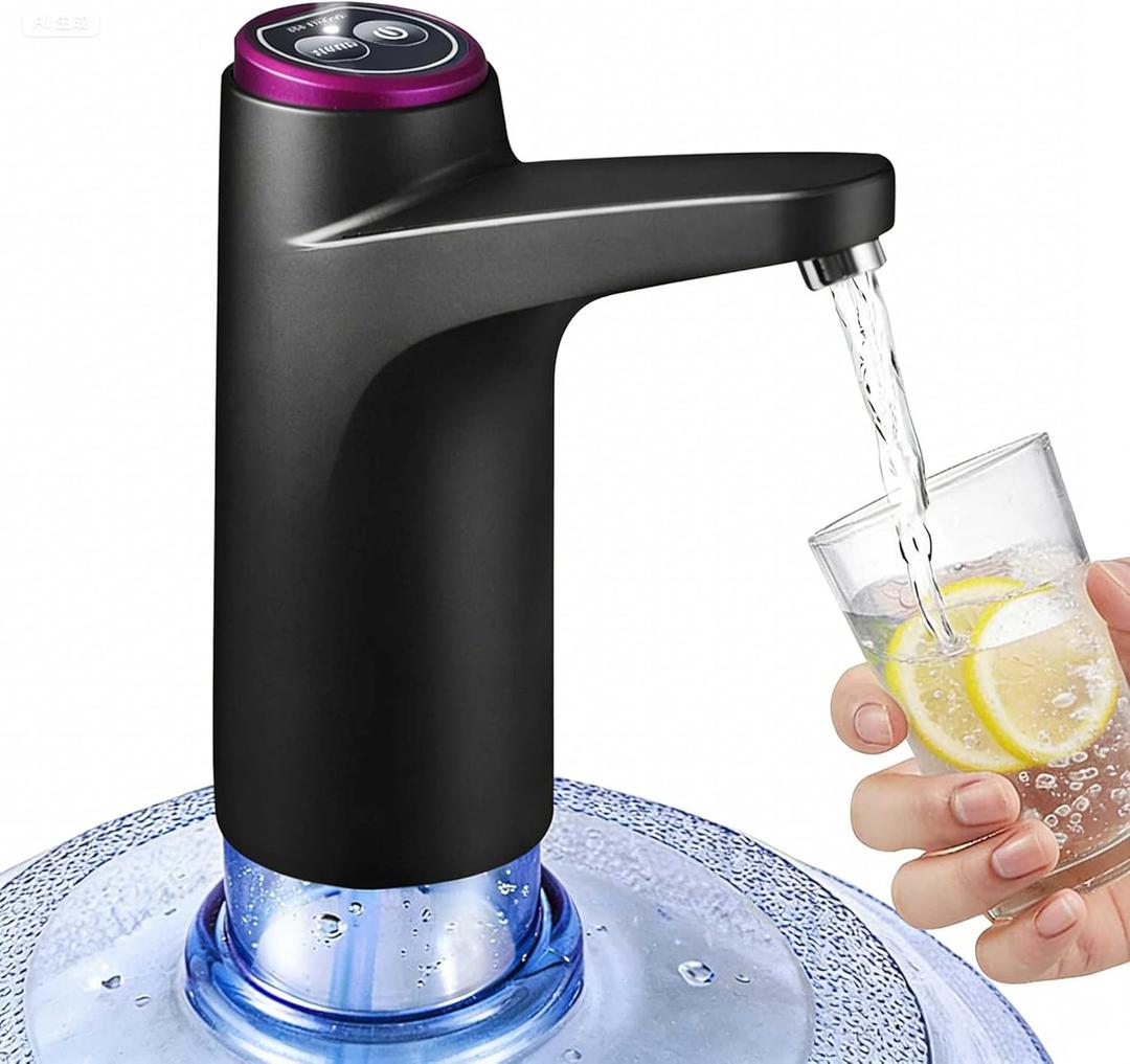Water Dispenser for 5 Gallon Bottle, 600ml Quantitative Water Pump,2 Colors Power Light,Portable USB Charging Electric Bottle Pump,Multipurpose Dispenser for Home Camping for 2-5 Gallon Jugs (Black)