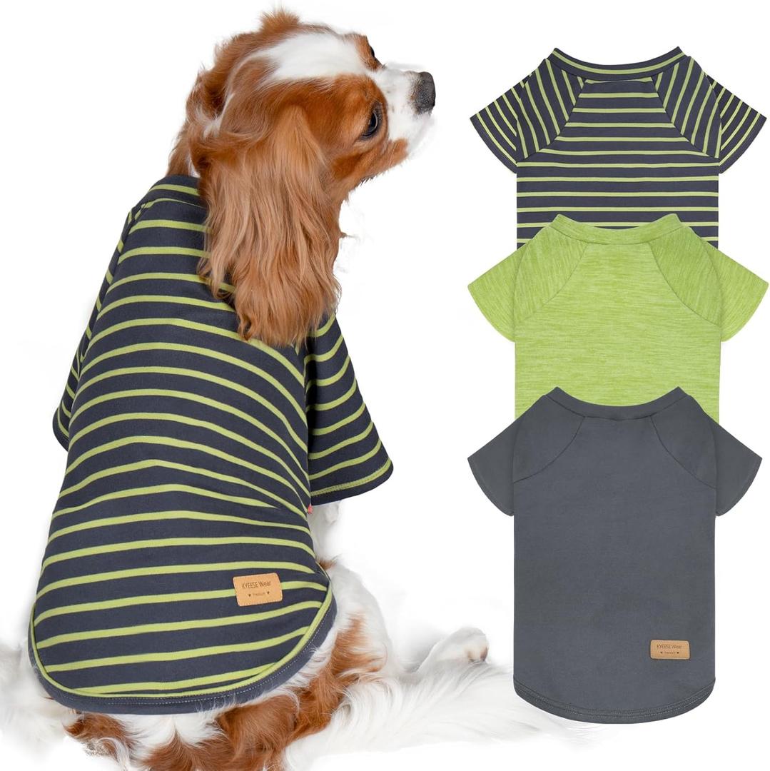 KYEESE 3Pack Dog Sweater Lightweight Dog Sweaters for Small Dogs Male Comfy Dogs Sweatshirt Pet Fleece Sweater with Sleeves Stretchy Cat Sweaters Soft Cat Clothes Pullover Pet Coat for Cold Weather (X-Large (21-31lbs), 6# Green)