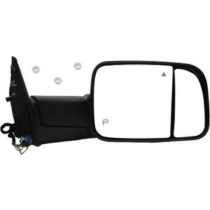 Right Passenger Side Tow Mirror Compatible With 2019-2024 Ram 2500 3500 4500 5500 Power Glass Adjustment Power Heated Manual Folding Blis Textured Black Back Cover 68381772AB