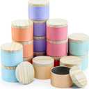 Honeydak 36 Pcs 4oz Candle Jars Bulk Multicolored Candle Tins Small Empty Containers with Metal Wood Grain Printing Lids for Making DIY Jars Storage Wedding Gifts