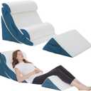 Wedge Pillow Set for After Surgery  5PCS Orthopedic Bed Wedge Pillow Set for Sleeping, Body, Back and Leg Pain Relief Comfortable & Adjustable Support Pillows-Anti Snoring (Blue)