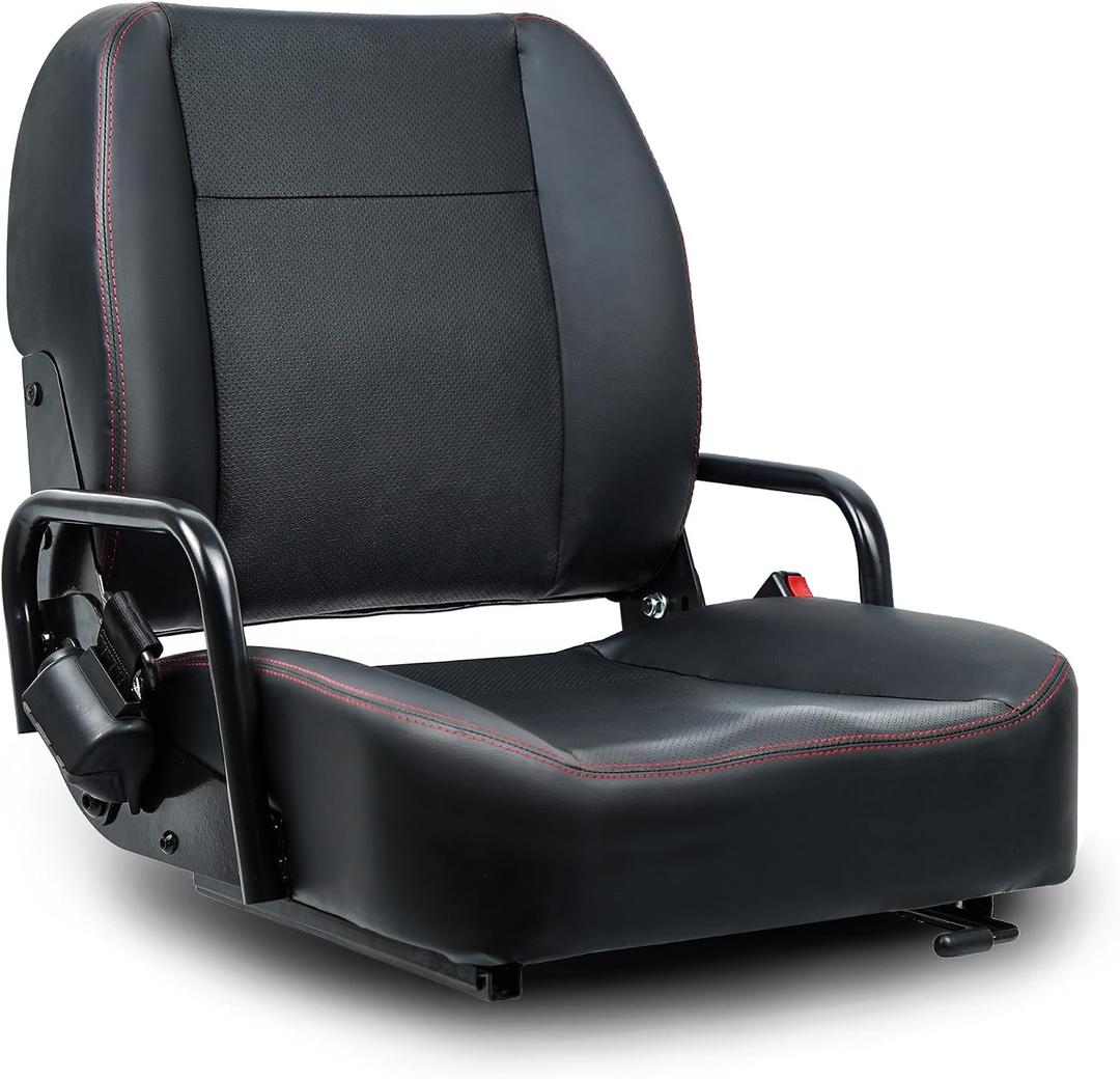 Universal Forklift Seat,Tractor Seat with Adjustable Back,Safety Belt and Operator Position Switch,Excavator Skid Loader Backhoe Dozer Telehandler