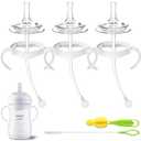 Straw Cup Conversion Kit for Philips Avent Natural Baby Bottles, Sippy Cups Transition Kit with Silicone Straw Top Nipples, Weighted Straw, Bottle Handle, Cleaning Brush for Toddler 6+ Month, 3-Pack