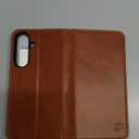 SHIELDON Wallet Case for Galaxy S25 FE 2025 5G, Genuine Leather RFID Blocking Credit Card Holder Kickstand Magnetic Folio Full Protection Cover Compatible with Galaxy S25 FE 6.7" - Retro Brown