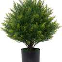 Artificial Topiary Ball Tree 19''T Faux Little Bush Ball Tree UV Resistant Shrub Potted Artificial Plant for Outdoor Indoor Front Porch Garden (Green)