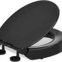KOHLER 25876-7 Hyten Elevated Quiet-Close round-front toilet seat, Black Black