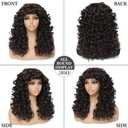 GKtineke-Curly-Wig Big-Curly-Wigs-for-White-Black-Women 20 Inch- Long-Curly-Wig-with-Bangs Synthetic-Hair-Replacement-Wigs-for- Cosplay and Daily (Brown)
