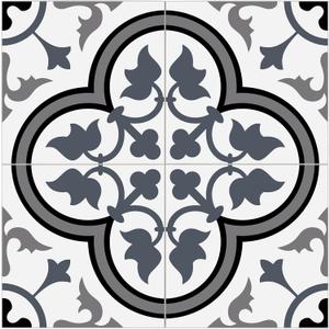 The Tiles Plaza Encaustic Peel and Stick Backsplash, Blue and White Patterned Vintage Stick on Tile, Stone Composite Self-Adhesive Wall Tile Sticker for Kitchen Bathroom Fireplace Stairs, 10 Sheets