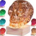 3D Skull Crystal Puzzle, Original 3D Crystal Assembly Brain Teaser with Light-Up Wood Base, Plastic Skull Puzzle Blocks 3D Model Toy, Ideal Gift for Adults, Kid Ages 14 and Up, Skull Grey