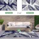 GENIMO Outdoor Rug 5' x 8' Waterproof for Patios Clearance, Reversible Outdoor Plastic Straw Camping Rug Carpet, Large Area Rugs Mats for RV, Picnic, Backyard, Deck, Balcony, Porch, Beach, Blue & White