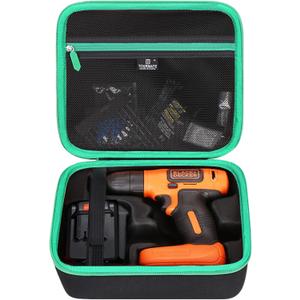 Tourmate Hard Travel Case for BLACK+DECKER 8V MAX* Cordless Drill with 43 Piece Accessories (BDCD8HDPK) / GardenJoy Cordless Power Drill Set with 30pcs Drill/Driver Bits(Box for Sale) (Black & Green)