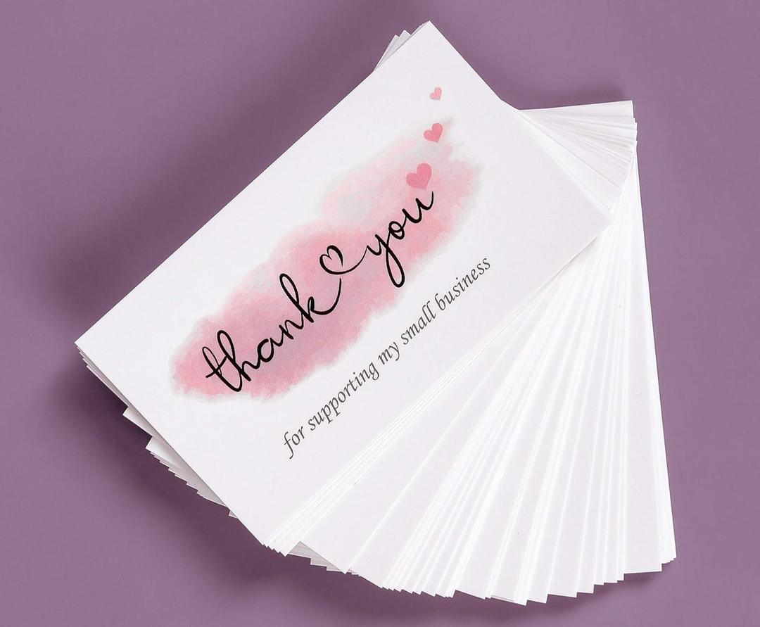 200 Thank You For Supporting My Small Business Cards, Elegant and Professional Design, 2" x 3.5", Recommended for Online Retailers, Small Business Owners and Local Stores