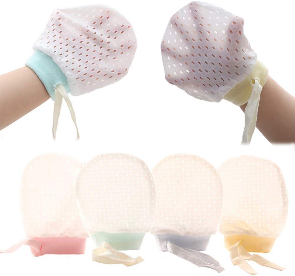 Cute Boys Girls Cotton No Scratch Gloves Drawstring Adjustable Mittens for Baby Infants (8 Pairs Eyelet Mitten)