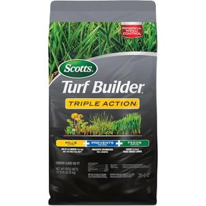 Scotts Turf Builder Triple Action1, Combination Weed Control, Weed Preventer, and Fertilizer, 25-0-2, 5,000 sq. ft., 14.10 lbs. (EXP 07/07/26)