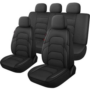 CAROMOP 3D Air Mesh Car Seat Covers Full Set,Breathable and Durable Seat Covers for Cars,Split Bench Compatible,Universal Fit for SUV,Vans,sedans, Trucks, Automotive Interior Covers(5-Seat Black)