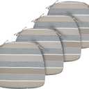 FUNHOME 17"x16"x2" Outdoor Chair Cushions Set of 4, Water Resistant Patio Chair Pads with Ties, Seat Cushions for Home Garden Furniture Decoration-Grey Stripe