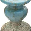 Creative Co-Op Small Distressed Blue Terracotta Pillar Candle Holder (4.5" W x 5.25" H)