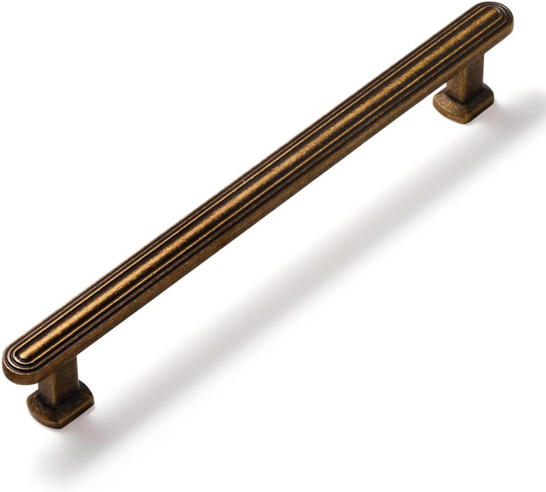 SORWDUREM 10 Pack 6.3 Inch(160mm) Antique Brass Cabinet Pulls Drawer Pulls Kitchen Hardware Cupboard Kitchen Hardware Cabinet Handles