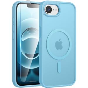 FNTCASE for iPhone 16e Phone Case: iPhone 16E 2025 Magnetic Matte Military Grade Drop Protection Phone Cover | Slim Anti-Slip Durable Shockproof Cases (Teal)