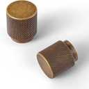 Goo-Ki 6 Pack Knurled Antique Brass Cabinet Knobs Vintage Bronze Drawer Knob Solid Aluminum Retro Brass Single Hole Bar Pulls Handles for Closet Wardrobe Dresser Cupboard, 2213GT-DK