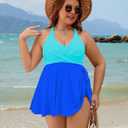 Edelqual Womens Plus Size Tankini Swimsuit Two Piece Tummy Control Bathing Suits Swim Dress Swimwear with Shorts (XXL)