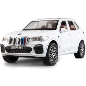BDTCTK 1:32 Comapatible for X5 SUV Model Car Toy, Zinc Alloy Pull Back Toy car with Sound and Light for Kids Boy Girl Gift(White)
