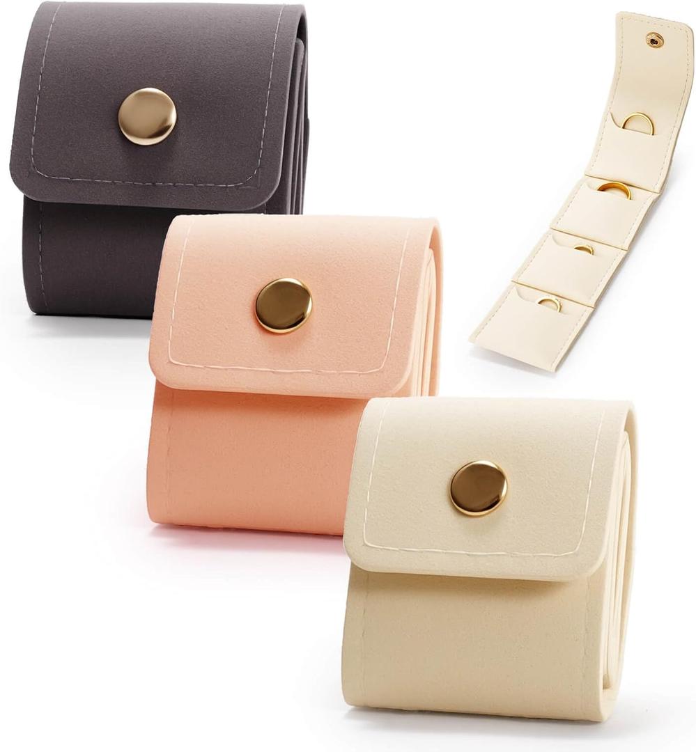 2 x 3Pcs Mini Travel Jewelry Bag,Foldable Multifunctional Travel Jewelrys Pouch, Essential Travel Jewelry Case for Rings, Mini Travel Jewelry RollsPrevents Loss