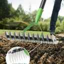 Thatch Rake, 67" Garden Dethatcher Rakes for Lawns Heavy Duty, 2-in-1 Metal Rake with Double-Sided Head, Manual Thatching Garden Tool for Dead Grass Moss Remove, Loosen Soil, Laying Sod, Yard Thatcher