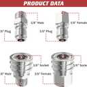 3/8" Pressure Washer Quick Connect Kit, Female and Male Swivel Fitting, Stainless Steel Adapter Set 3/8 Quick Connect Fittings Coupler (8 Pcs)